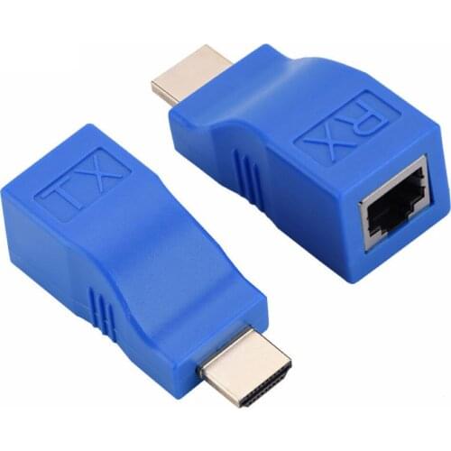 New 2pcs HDMI-compatible To RJ45 Adapters 1080P HDMI-compatible Extender To RJ45 Over Cat 5e/6 Network Adapter Signal Amplifier