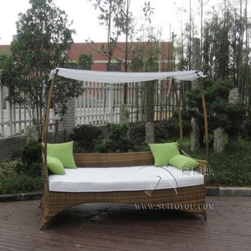Outdoor Swimming Pool Wicker Daybed With Long Pillow sun lounger to sea port by sea
