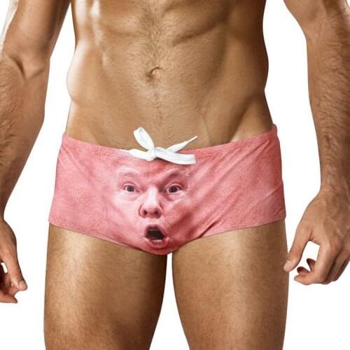 2018 New men swimwear cool face print swim trunk shorts men swimsuit beach board sport surfing swimming short sunga bathing suit