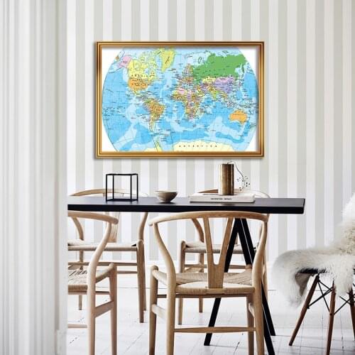 84*59 Cm The World Map In Spanish Wall Poster Eco-friendly Canvas Painting Living Room Home Decoration School Supplies