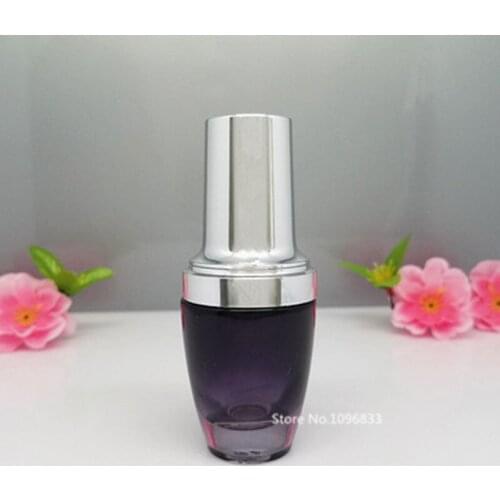 20pcs 20ML 30ML Empty Black Purple Glass Lotion Press Pump Bottle Refillable Cosmetic Container Cream Pump Bottle Silver Lid