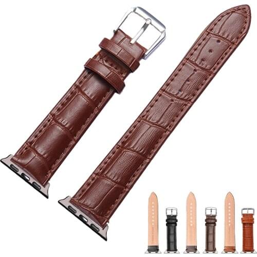 Brown Bamboo Texture Strap for Apple Watch Band 38MM 42MM 40MM 44MM Leather Watchband for iWatch 3/2/1 for Apple Watch 4/5