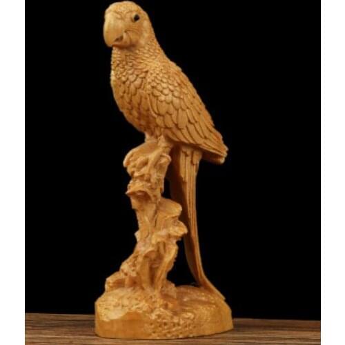 Boxwood carving parrot decoration small sculpture model craft gift home office decoration gifts
