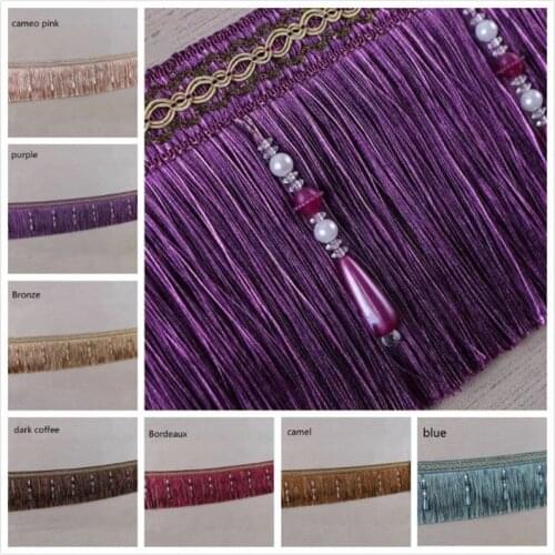 Luxury Exquisite Beaded Tassel Trim Fringe Braid Trimming Wedding Upholstery Fabric Ribbon Sewing decor