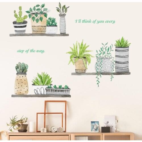 Removable Spring Greenery Plant Pot Wall Sticker PVC Decals Home Living Room DIY Wallpaper