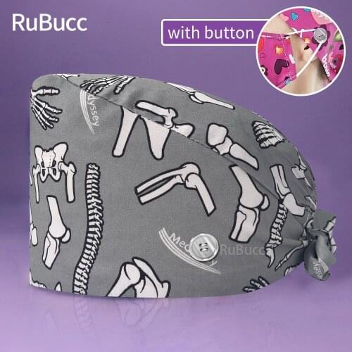 Dental Hospital Doctor Nursing Working Scrubs Caps Comfortable Beauty Salon Hats With Button Surgical Unisex Soft Scrubs Caps