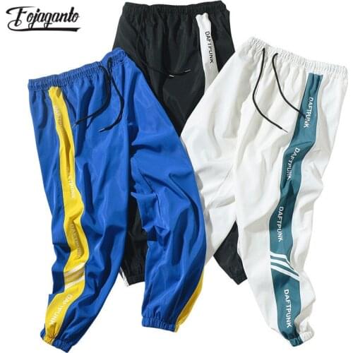 FOJAGANTO New Mens Joggers Pants Hip Hop Fashion Male Nine Trousers Streetwear Mens Drawstring Skateboard Sweatpants