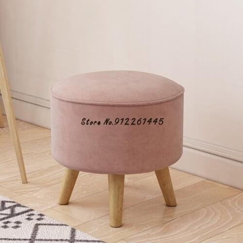 Nordic solid wood small stool household shoe changing stool simple living room light luxury small apartment fabric sofa stool