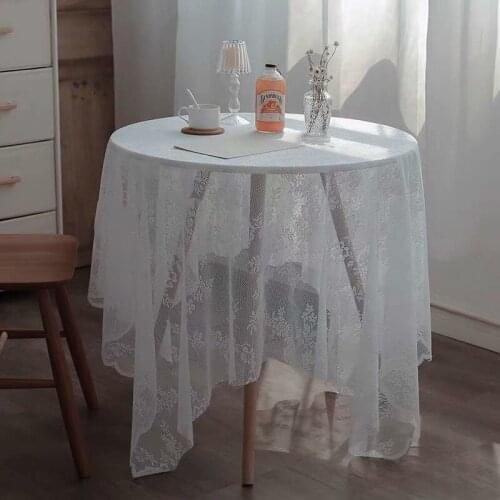 Ins French Retro Mesh Hollow White Lace Rose Tablecloth Picnic Cloth Coffee Table Posing Background Cloth Living Room