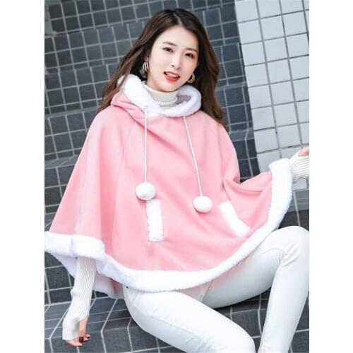 Fashion Women Kawaii Sweatshirt Japanese Warm Girls Casual Outerwear Harajuku Cloak Fleece Loose Hooded Hoodies Funny Females