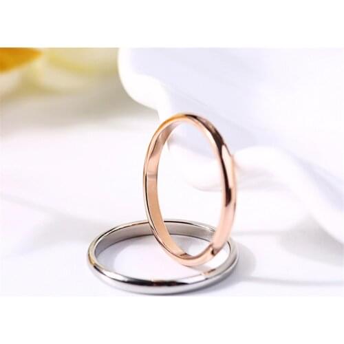 YWOSPX Titanium Steel Rose Gold Anti-allergy Smooth Simple Wedding Couples Rings Bijouterie for Man or Woman Anel Gifts Y50