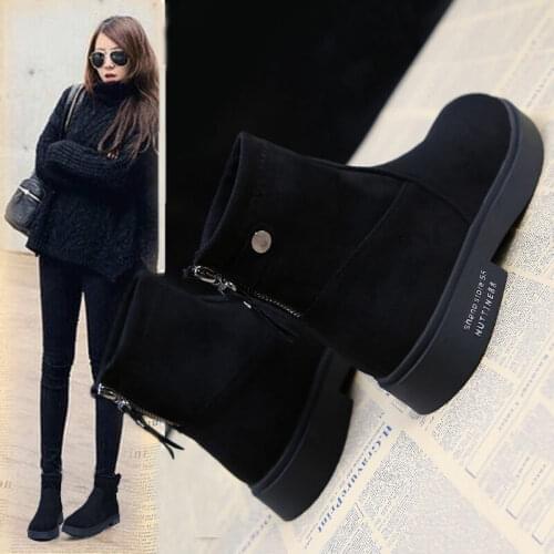 Women Boots Martin Boots Autumn Winter Boots Zipper Snow Ankle Boots Winter Suede Warm Fur Plush Women Shoes Zapatos De Mujer