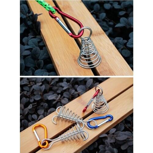 10 Pcs Spiral Shaped Spring Octopus Deck Peg with Carabiner Hooks Durable Rope Buckle Tent Hooks Board Pegs for Camping Dropship