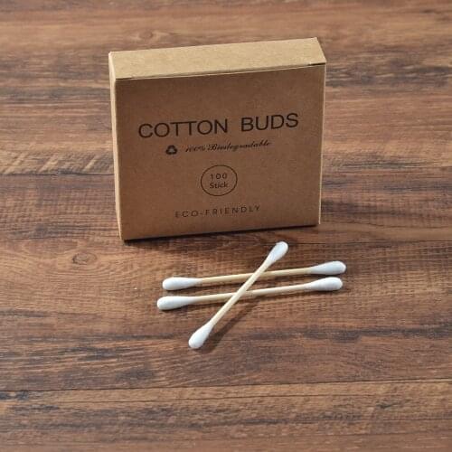 100pc/Pack Double Head Bamboo Cotton Swab Adults Makeup Cotton Buds Plastic-Free Wood Sticks Nose Ears Cleaning Health Tools
