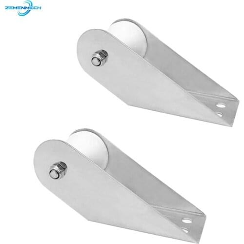 2PCS Boat Accessories 316 Stainless Steel Boat Bow Anchor Roller Bracket Yacht Lift Roller With Rubber Wheel for Fixed Anchor