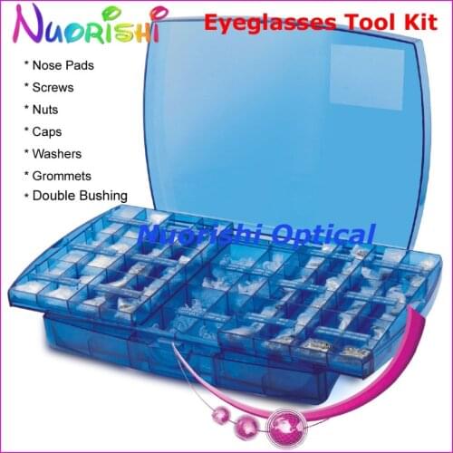 2-Layers Glasses Accessories Case Screw Contains Nose Pads Screws Nuts Caps Washers Grommets Double Bushing 3705A Free Shippi