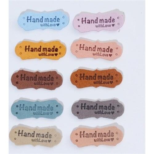 20Pcs Hand Made With Love Labels For Clothes PU Leather Labels DIY Sewing Tags Garment Accessories