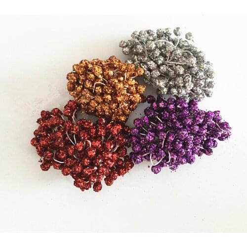 200pcs/lot Double-ended Glitter Berry Stamens for DIY Artificial Flowers Accessories Free Shipping