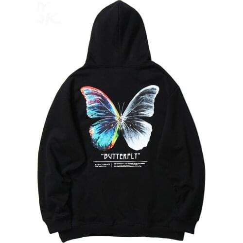 2021 Men Hip Hop Streetwear Fashion Color Butterfly Hoodies Sweatshirts Harajuku Oversized Winter Autumn Men/women Black Hoodies