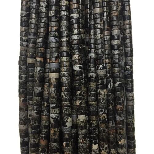 4/6MM Black Turquoises Sea Sediment Heishi Pearls Flat Round Handmade Spacers Loose Disc Beads for Jewelry Making Findings DIY