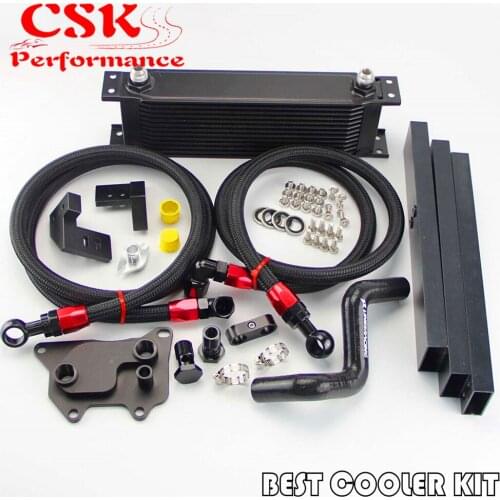 AN8 13 Row Oil Cooler Full Kit Fits For VW Golf MK7 GTI Engine EA-888III Black/Silver