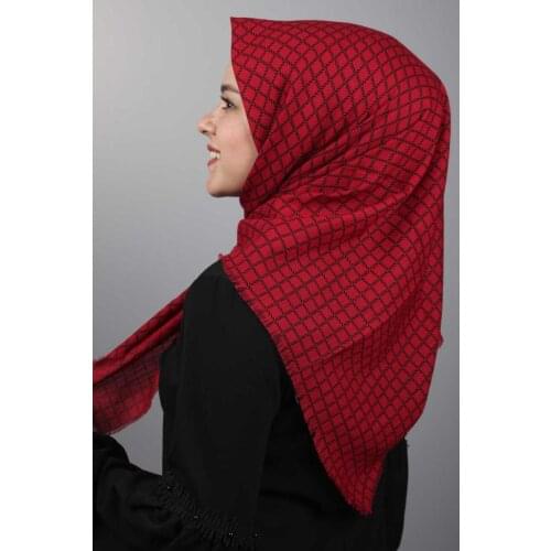 BAYSEM PATTERNED LINEN FLAMLI SCARF-DESEN-07-RENK-07