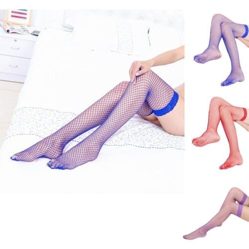 Style Sexy Woman Crystal Glitter Up Thigh High Stockings Rhinestone Fishnet Over The Knee Socks Nightclubs Pantyhose Blue Fit