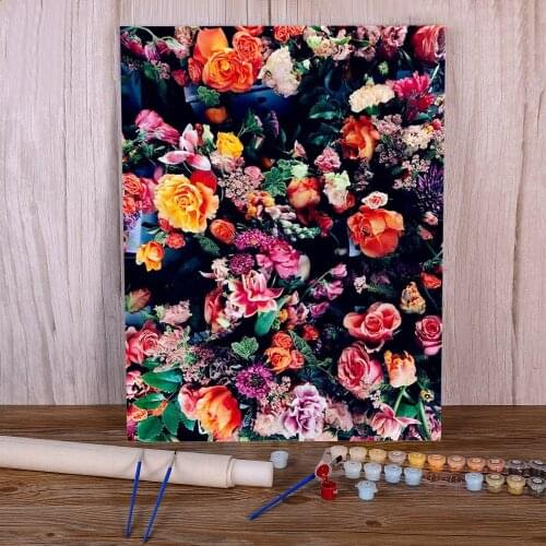 Flower Rose DIY Painting By Numbers Kit Oil Paints 40*50 Paiting By Numbers Home Decoration For Handiwork