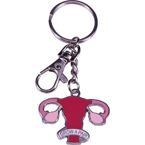 Grow a pair uterus keyring cute feminist women keychain