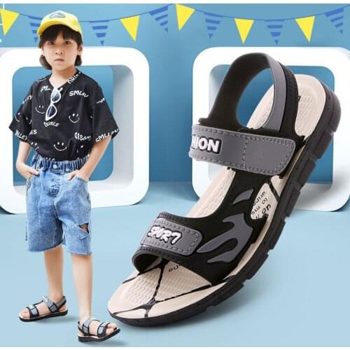 2021 Kids Sandals Boys Beach Sport Children Flats Breathable Anti-slippery Fashion Boys Closed Toe Slippers Sandalias Shoes