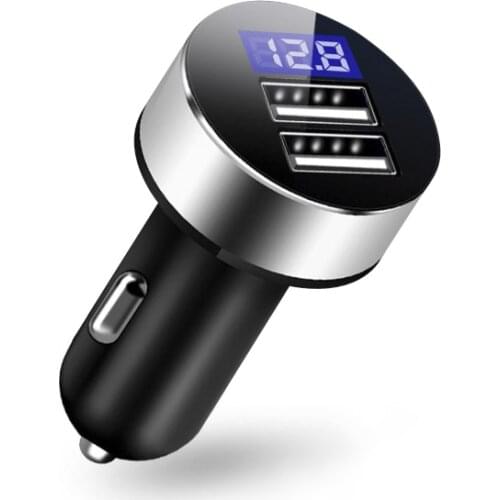Dual USB Auto Vehicle Car Charger Socket Adapter For Mobile Phone Fast Charging Intelligent Digital Display Voltage Detection