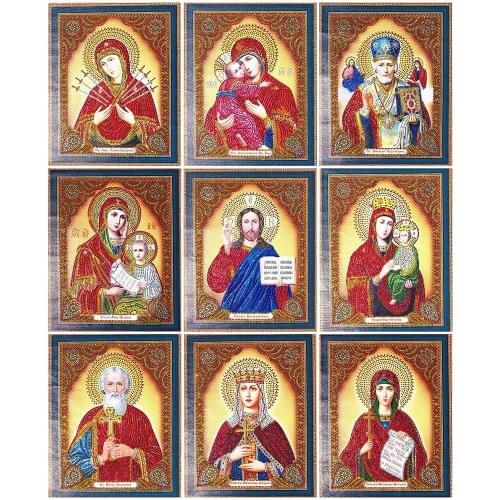 HUACAN Partial Diamond Embroidery Icons Virgin Mary Diamond Mosaic Special Shape Diamond Painting Religion Rhinestones Pictures
