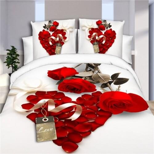 Quality 100% Bamboo Fiber Fashion Bedding Sets Sheet Duvet Cover Pillowcases 3 Pcs 4 Pcs Bedding Set Red Flower Drop Ship 852Q