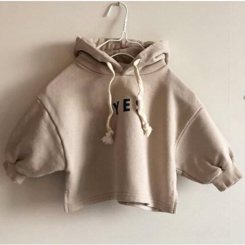 2019 Korean childrens new style boy and girl casual letter hooded Terry sweater top