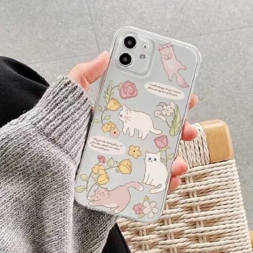 Cute cartoon Phone Cases Transparent soft For iphone 6 6s 7 8 11 12 plus mini se2 x xs xr pro max soft back cover for girls