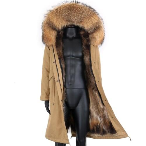 Waterproof X-Long Parka 7XL Winter Jacket Men Natural Raccoon Fur Collar Hood Thick Warm Outerwear Streetwear Real Fox Fur Coat