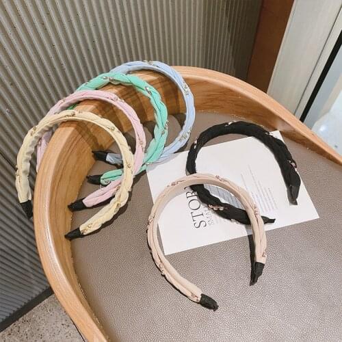 MueRaa Bezel Women Girls Twist Rhinestone Hairband Headband Fashion Women Korean Style Weave Hair Accessories Headwear Headwrap