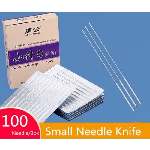 Disposable Micro Acupotomy Ring Silver Handle 100pcs Sterile Acupuncture Needles Massage Small Needle Knife Independent Packing
