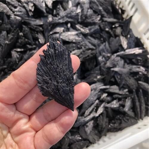 Wholesale Top Natural Black Tourmaline Pendant Fan Shape Pendant Necklace Gemstone Gift Jewelry