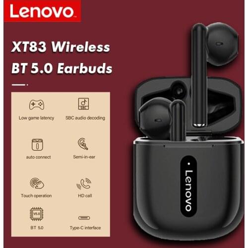 Original Lenovo XT83 Wireless BT Headphones Stereo Wireless Earphones Touch Control Sports Earbuds with 300mAh Charging Case