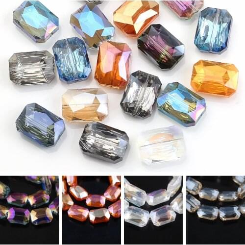 Rectangle Faceted 12x9mm 14x10mm 18x13mm Crystal Glass Prism Loose Crafts Beads For Jewelry Making DIY Curtains