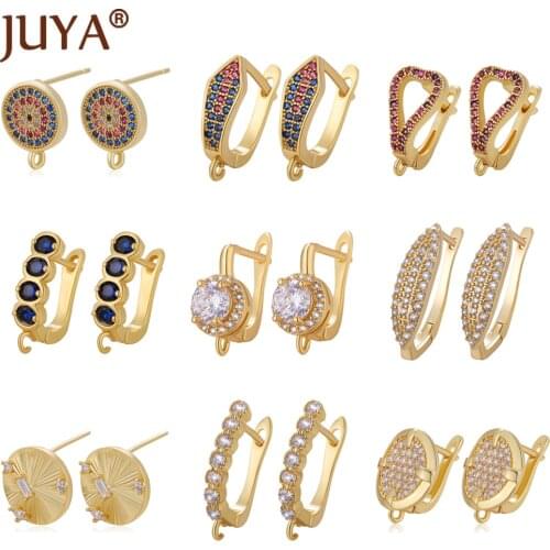 Multi-Style Shiny Rhinestone Earring Hooks Clasps Fashion Zircon Earrings Findings For Women DIY Jewelry Accessories Supplies