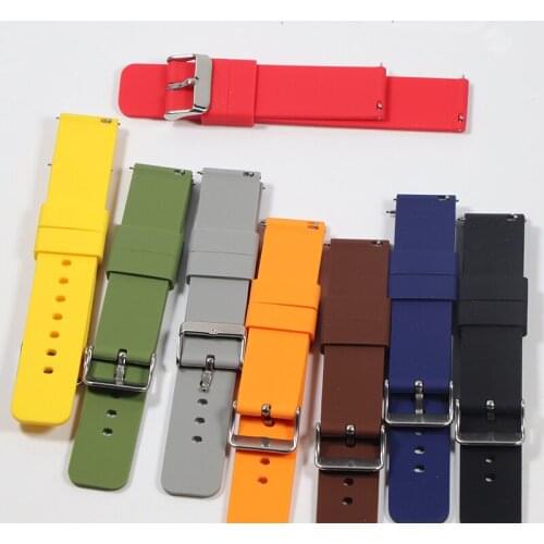 Silicone Rubber Watchband 16mm 18mm 20mm 22mm Women Men Watch Band Strap Waterproof Sports Watch Belt Polished Buckle