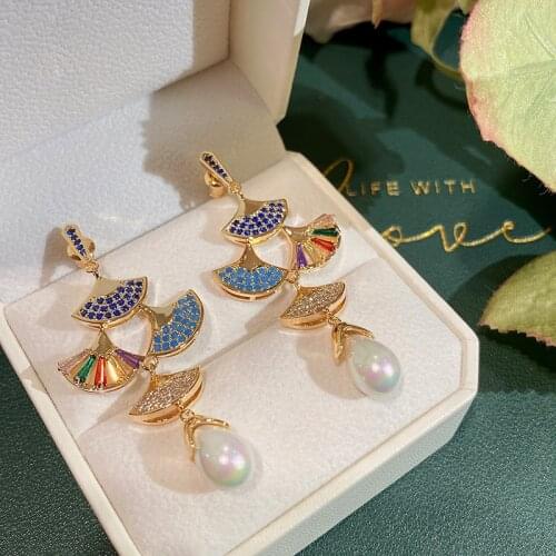 New High Quality Retro Fashion Sector Tassel Earring Colorful Luxurious Simple For Women Jewelry Cubic Zircon Wedding Party Gift