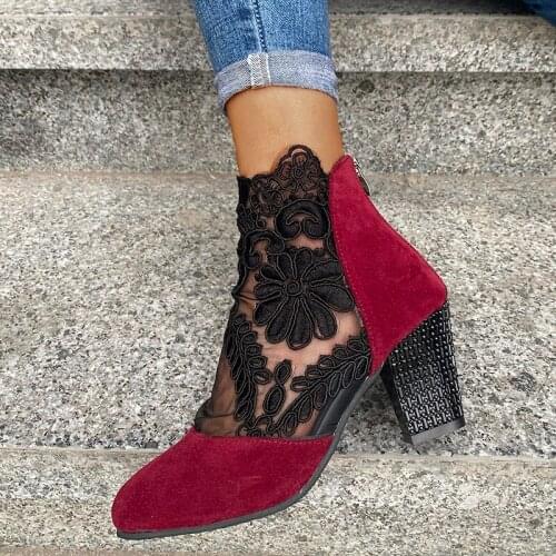 Mesh Coarse Heels Lace Spring And Summer With Super Fine Waterproof Taiwan Shallow Mouth Shoes Nightclub Shoes