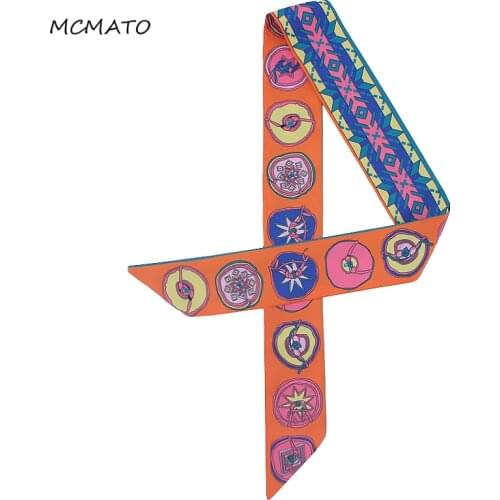 New Fashion Print Scarf Women Small Silk Scarf Luxury Brand Bag Ribbons Fashion Head Scarf Hot Sale Long Scarves Female headband