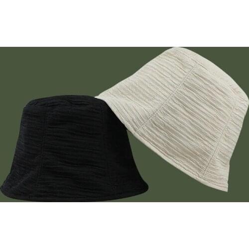 Fisherman Hat Female Chiffon Thin Section Abstinence Fashion All-Match Summer Breathable Design Soft Solid Color Pleated Style