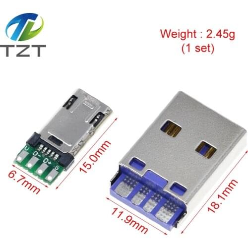 Micro Male Plug With PCB Solder Plate Double-sided Micro 5P Plug Usb Connector+ Type A 3A 4PIN Male USB DIY OTG Data Charge DIY