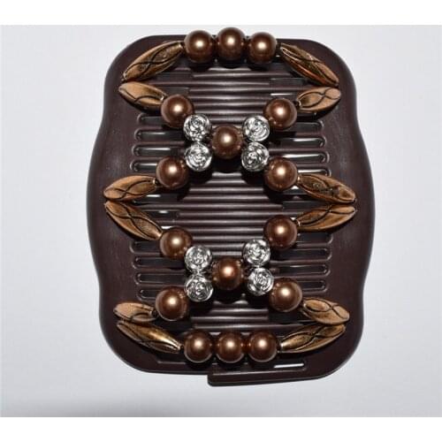 Standard comb brown pearl and silver rose beads 20pcs/lot magic comb