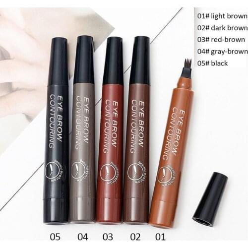 Tattoo Eyebrow 3D Liquid Ink Pen Waterproof 4 Fork Pencil Brow Eyes Makeup Female Cosmetics 5 Natural Color Available TSLM1